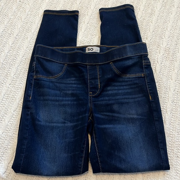 SO Girls Size 14 Dark Blue Jeggings - Picture 2 of 8